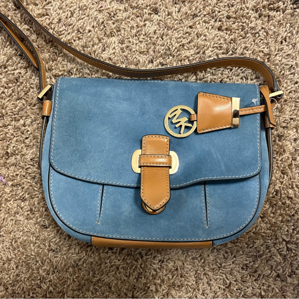 Michael Kors Blue and Brown Crossbody Bag